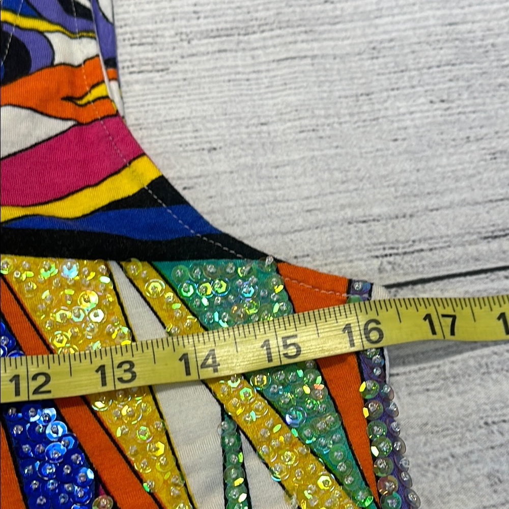Carlo Ferranti Sz M/L Sequins/Bling Sleeveless Tank Top with Graphic Design - Picture 6 of 10